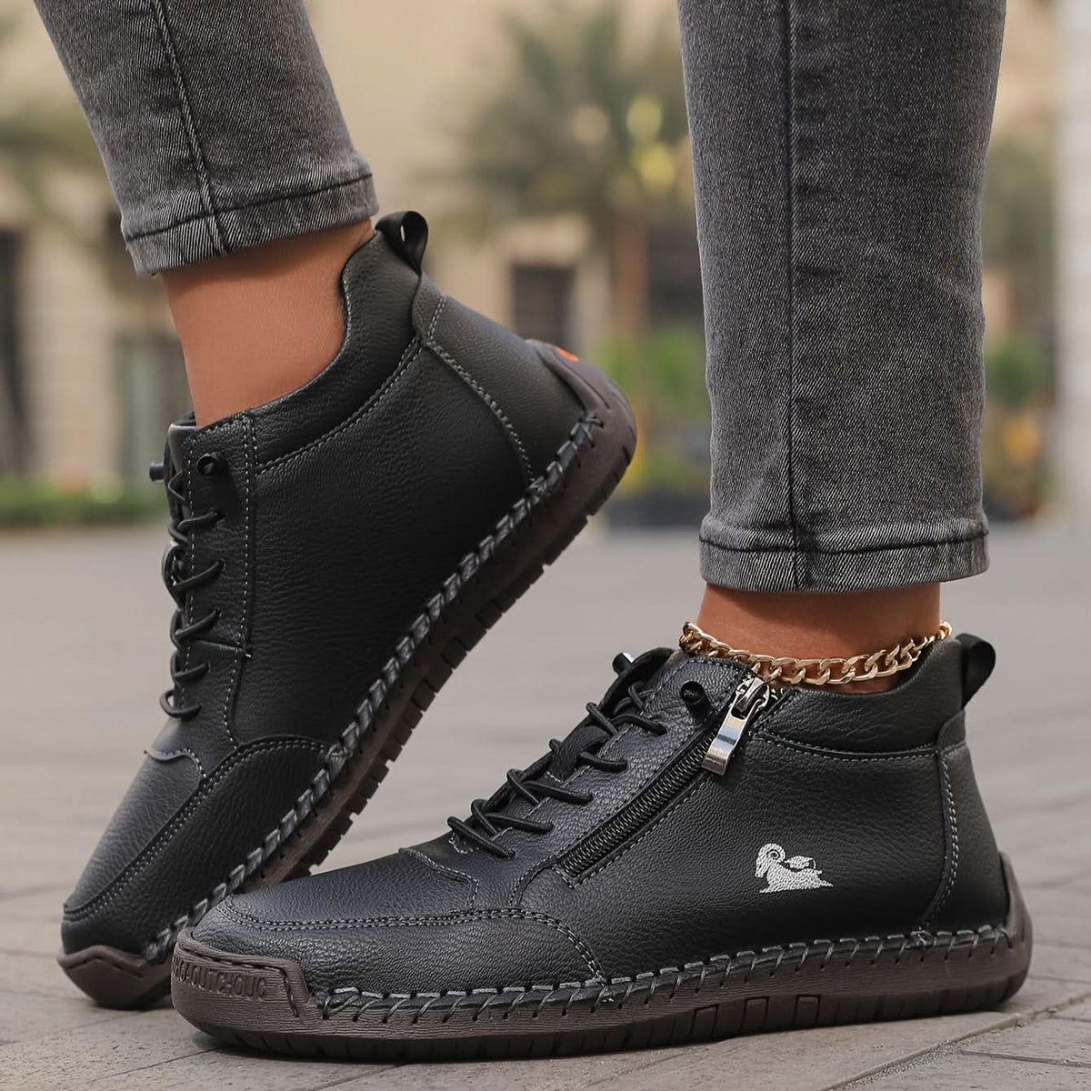 Belén | Zapatillas con Cremallera Lateral y Suela Masajeadora