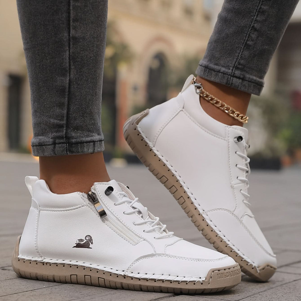 Belén | Zapatillas con Cremallera Lateral y Suela Masajeadora