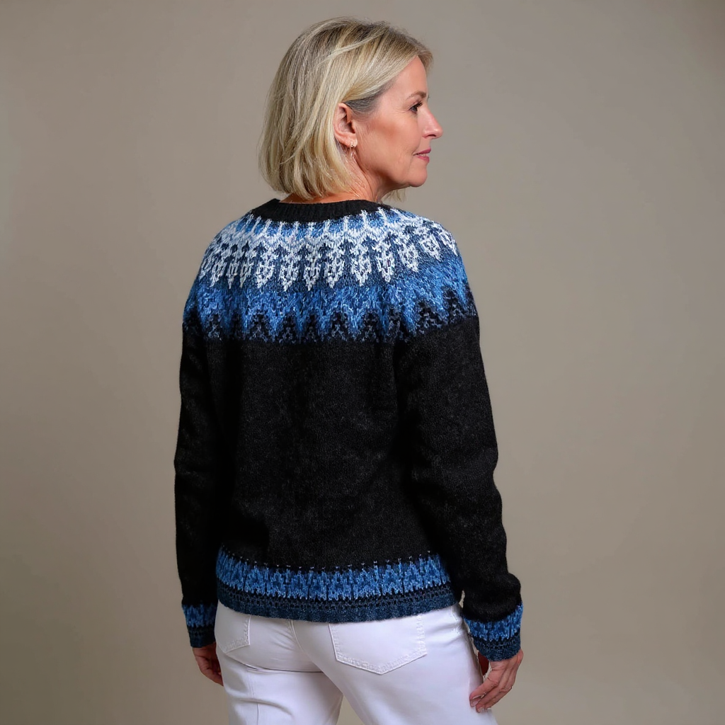 Mónica | Cárdigan de Punto Fair Isle con Canesú Tejido
