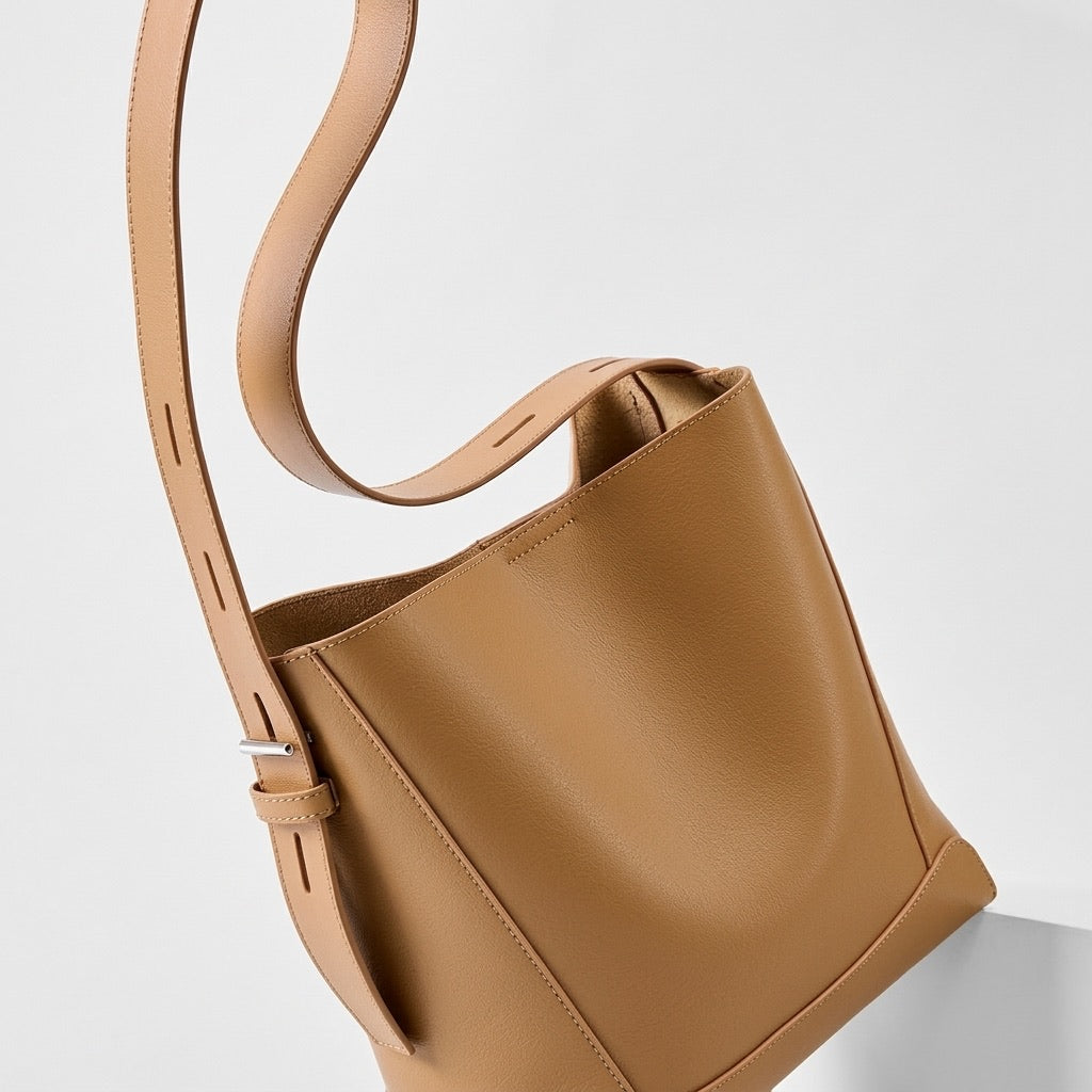Carlota | Bolso Saco de Piel Auténtica con Bandolera Ajustable