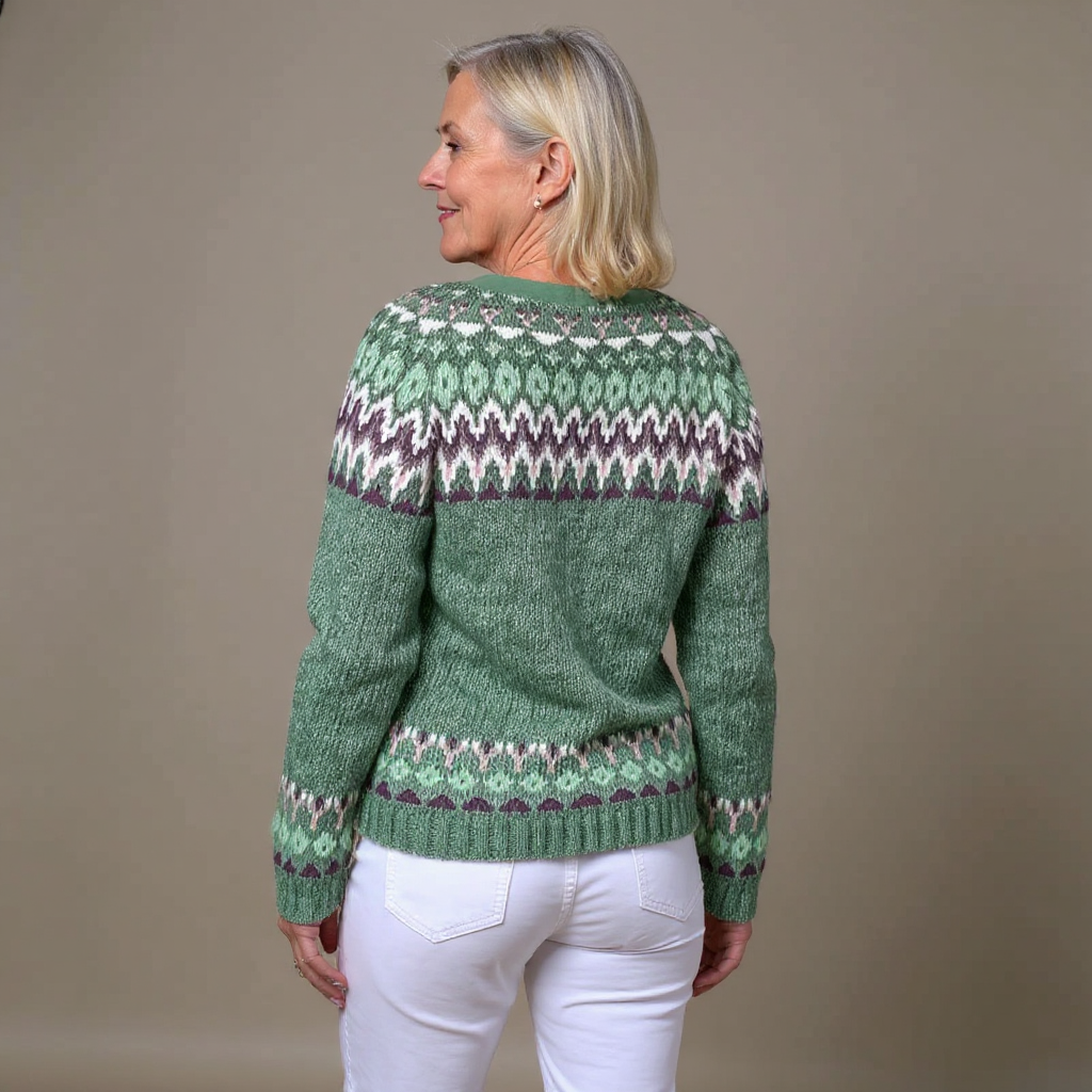 Lila | Cárdigan de Punto Jacquard Estilo Fair Isle