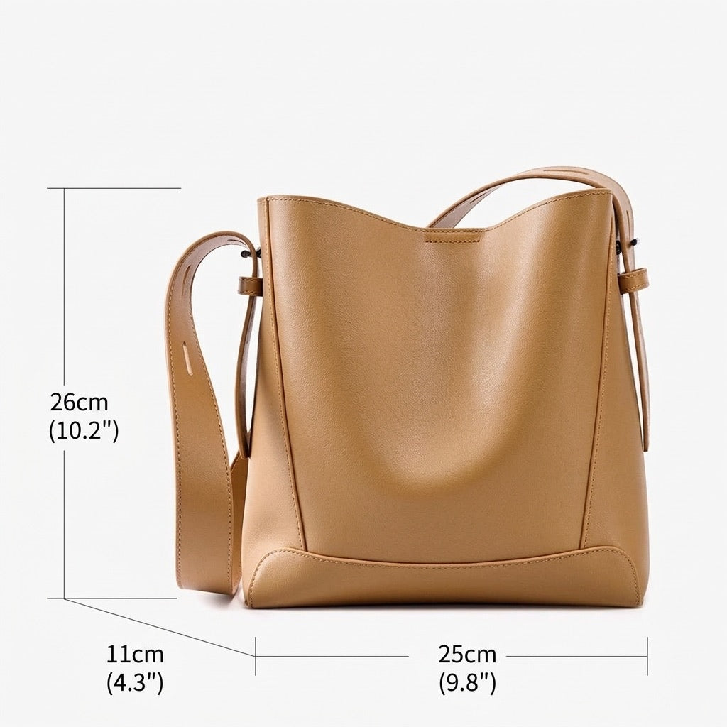 Carlota | Bolso Saco de Piel Auténtica con Bandolera Ajustable