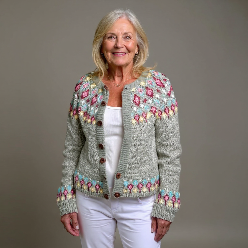 Celia | Cárdigan de Punto Jacquard Estilo Fair Isle