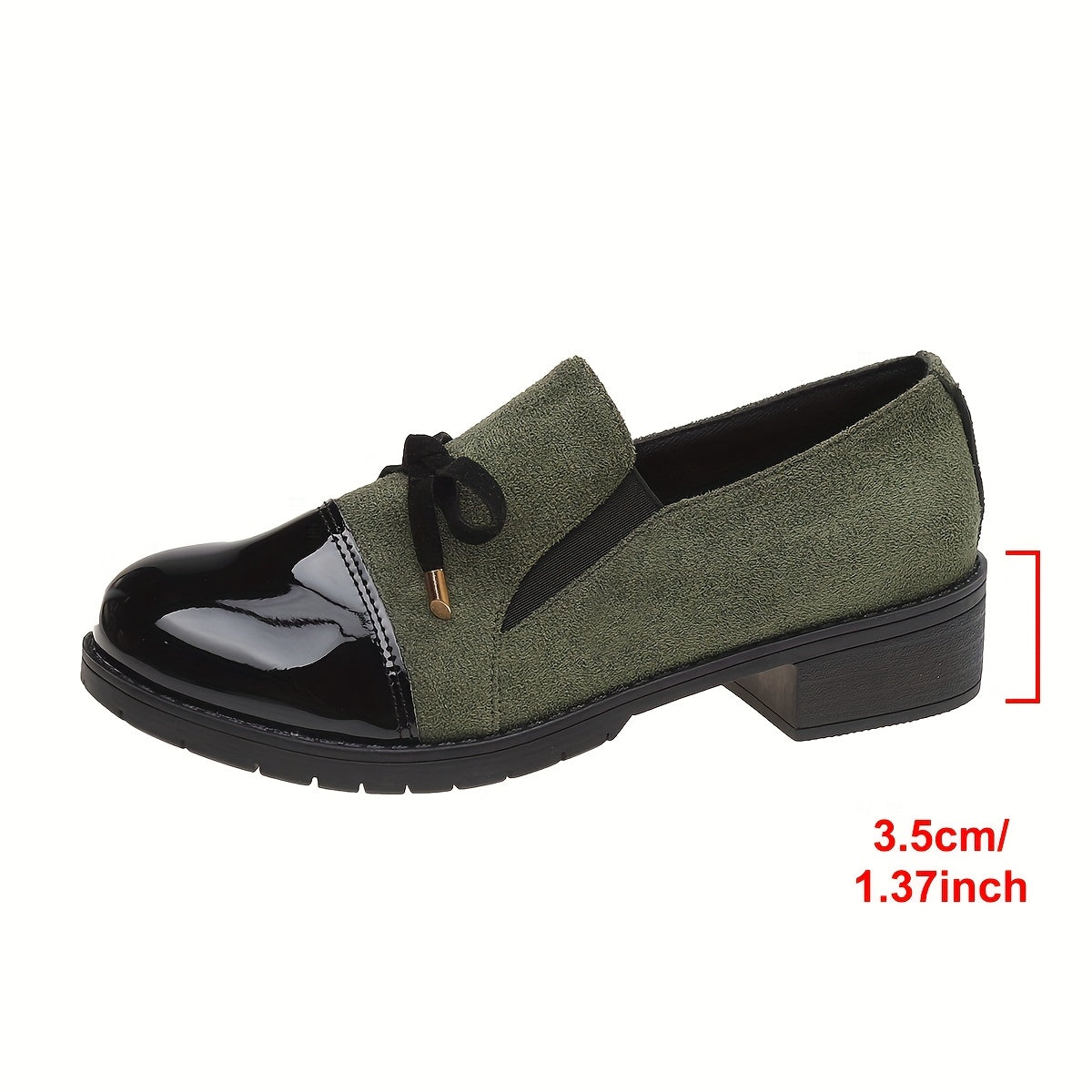Graciela | Mocasines de Tacón Bajo con Puntera de Charol y Lazo