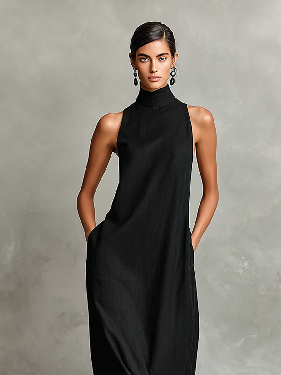 Liliana | Vestido Largo de Cuello Alto sin Mangas