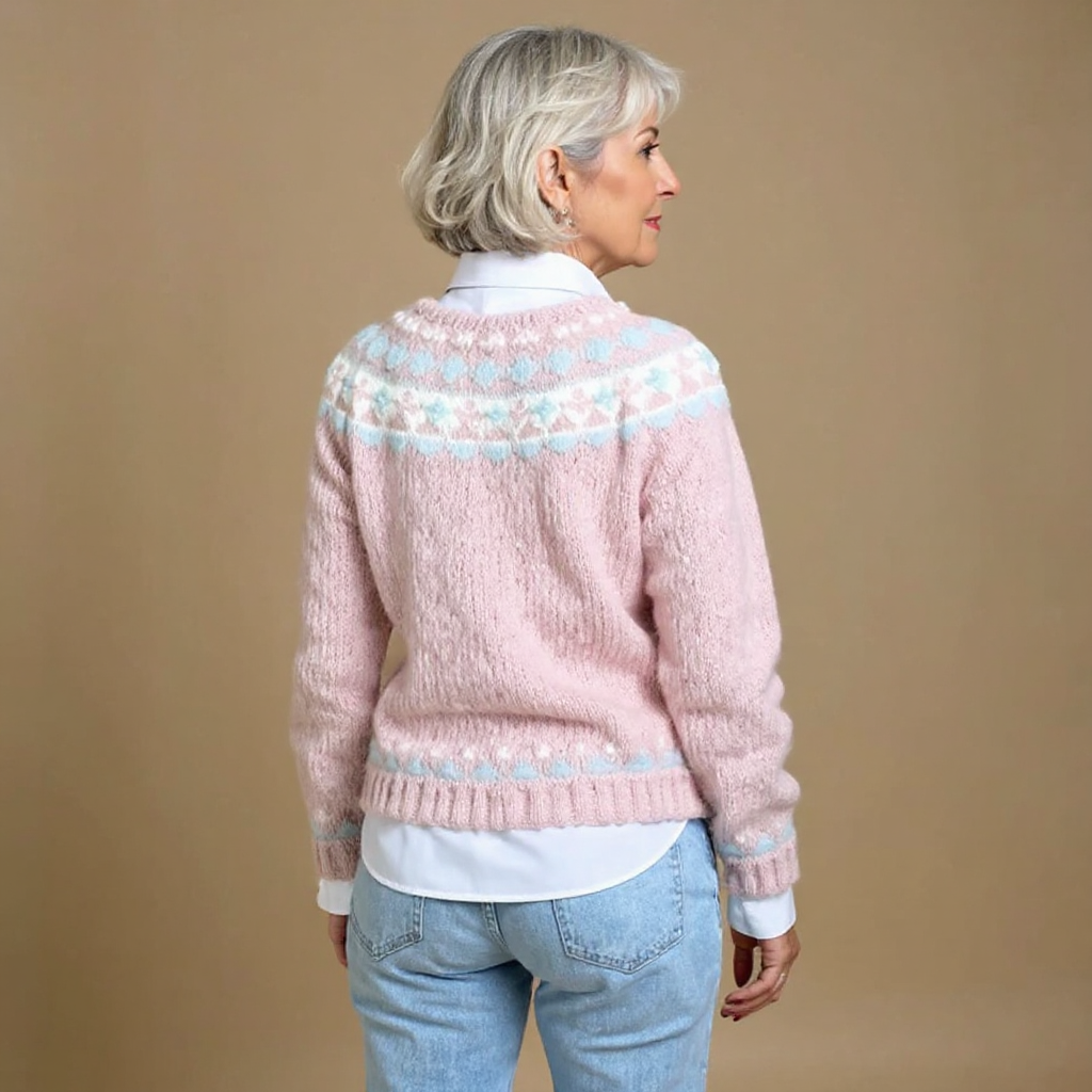 Nina | Cárdigan de Punto Islandés con Canesú de Colores