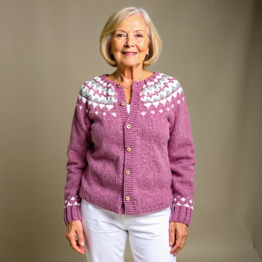 Olga | Cárdigan de Punto Nórdico con Canesú Jacquard