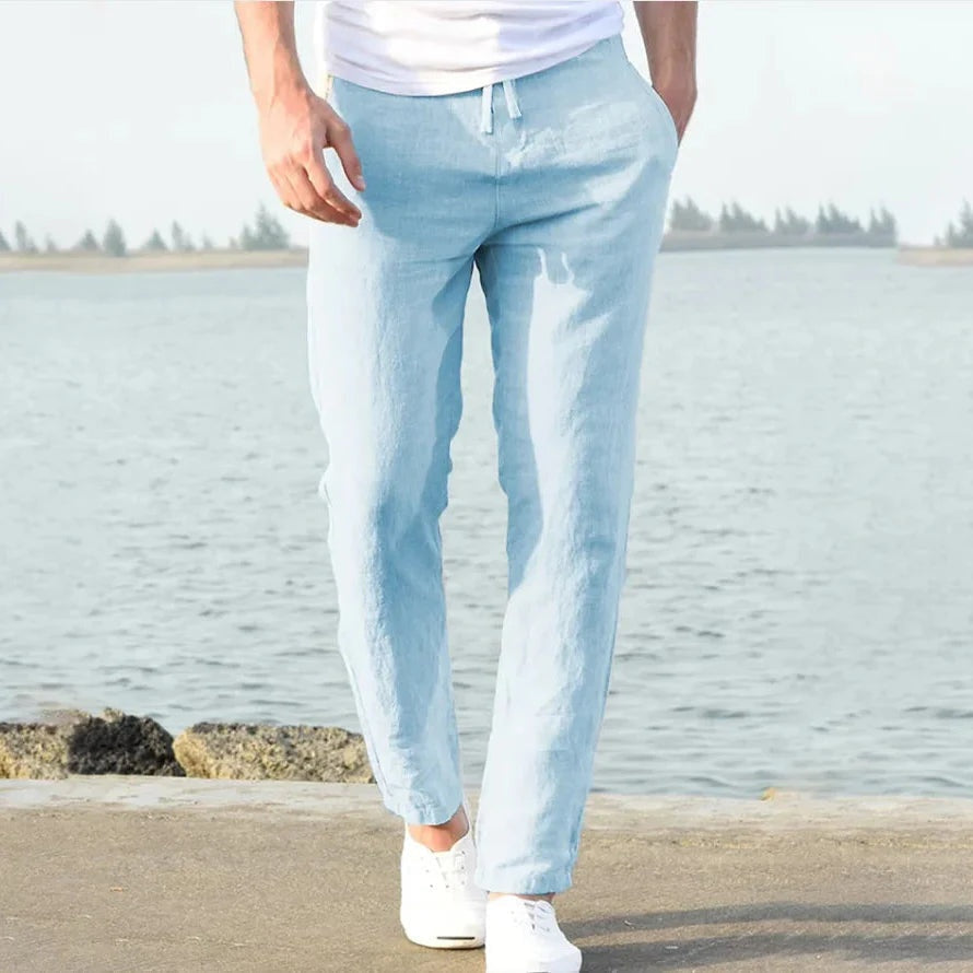 Ernesto | Pantalón de Lino Hombre Pierna Recta Cintura Elástica