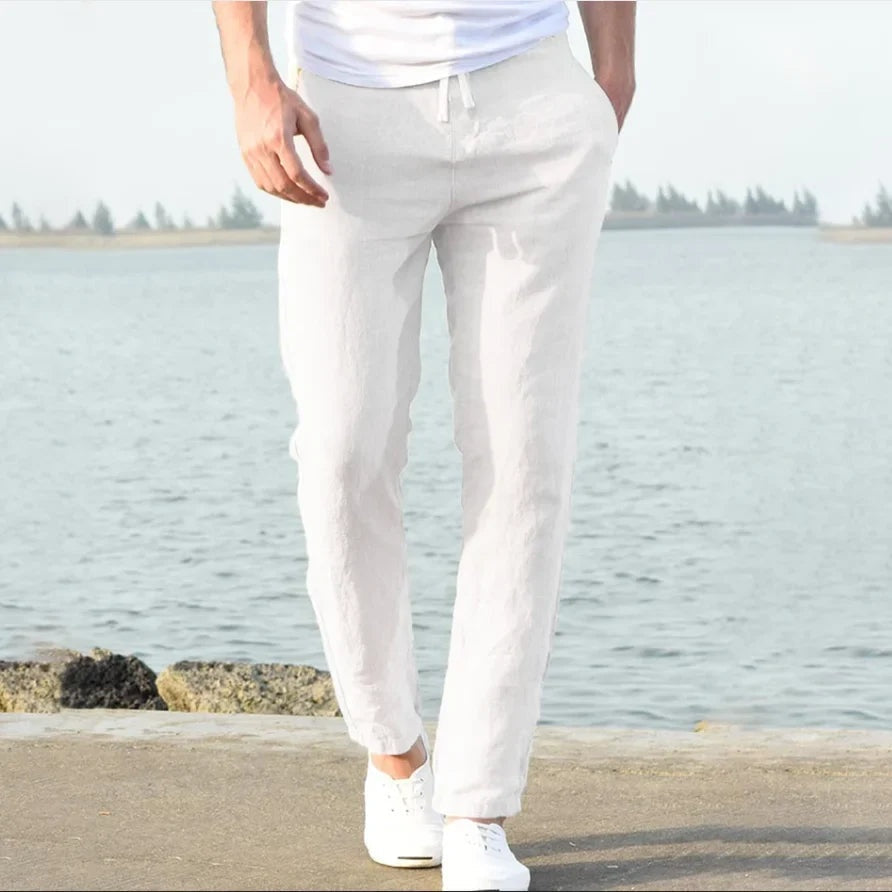 Ernesto | Pantalón de Lino Hombre Pierna Recta Cintura Elástica