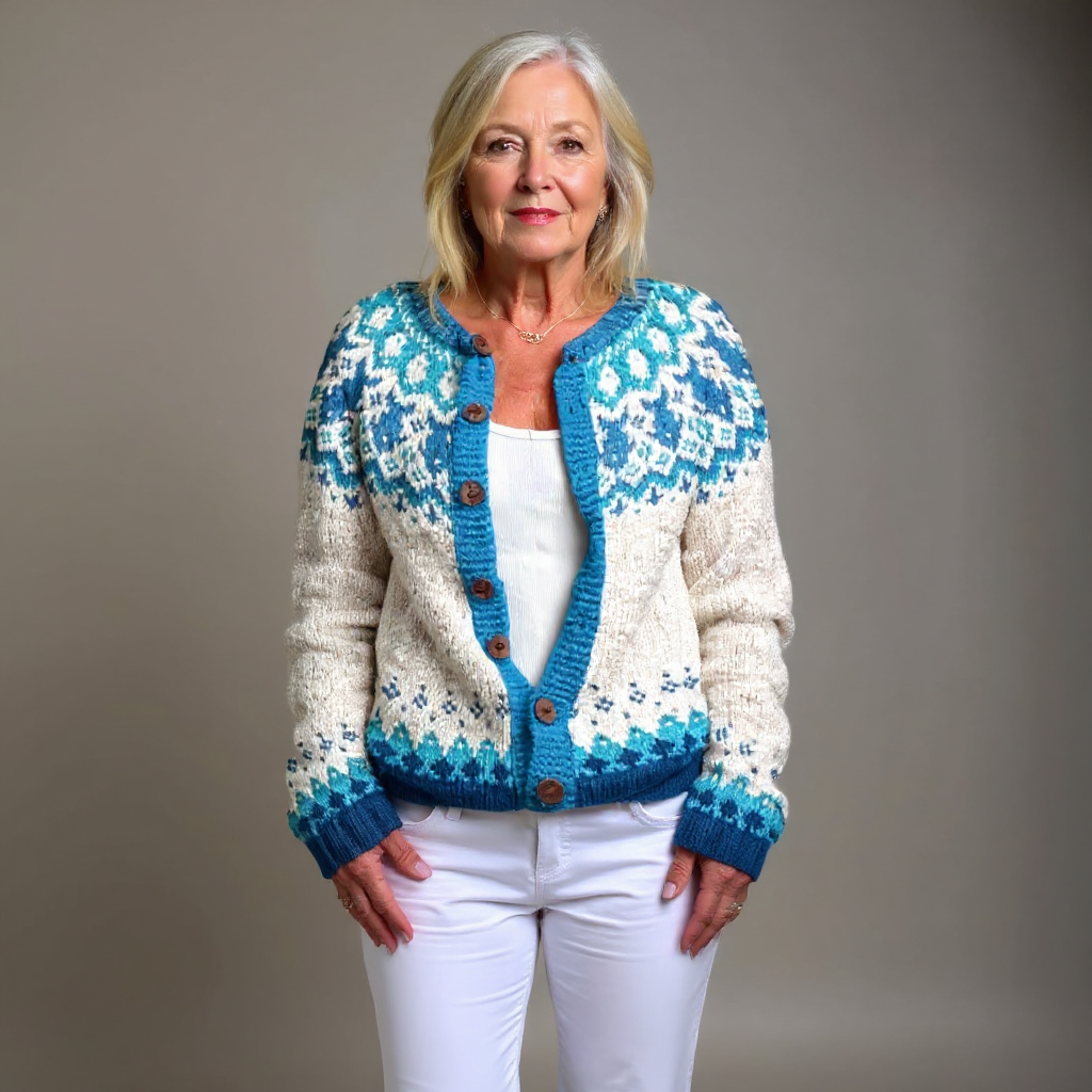 Rita | Cárdigan de Punto Nórdico con Canesú Jacquard