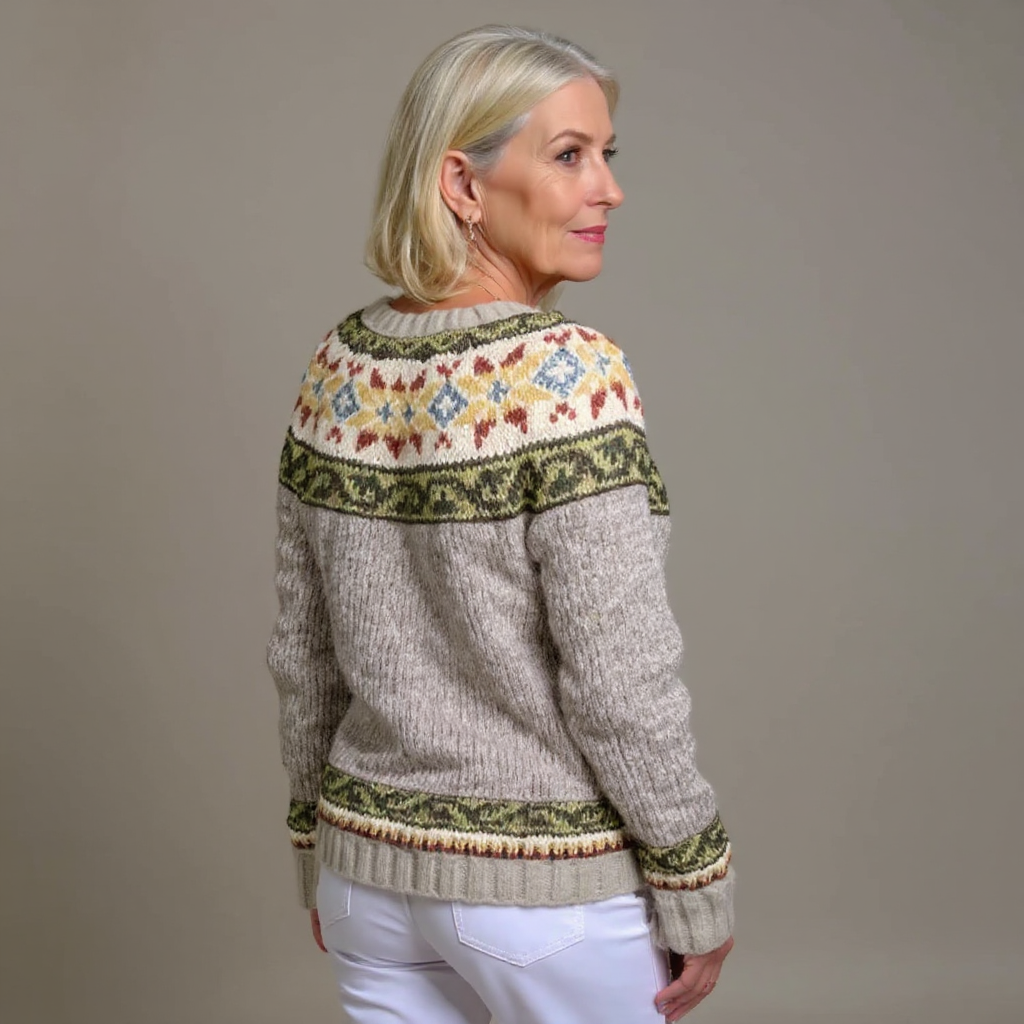 Siena | Cárdigan de Punto Fair Isle con Canesú Tejido