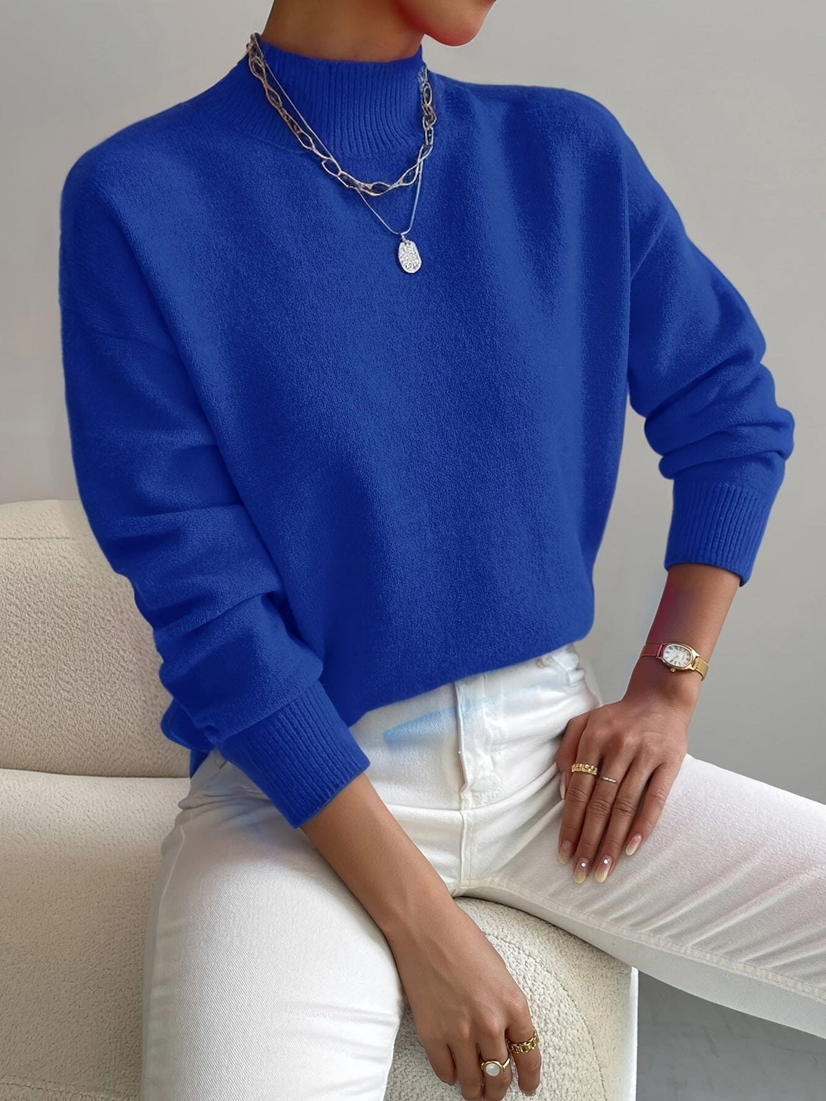 Leticia | Jersey de Punto Suave con Cuello Perkins