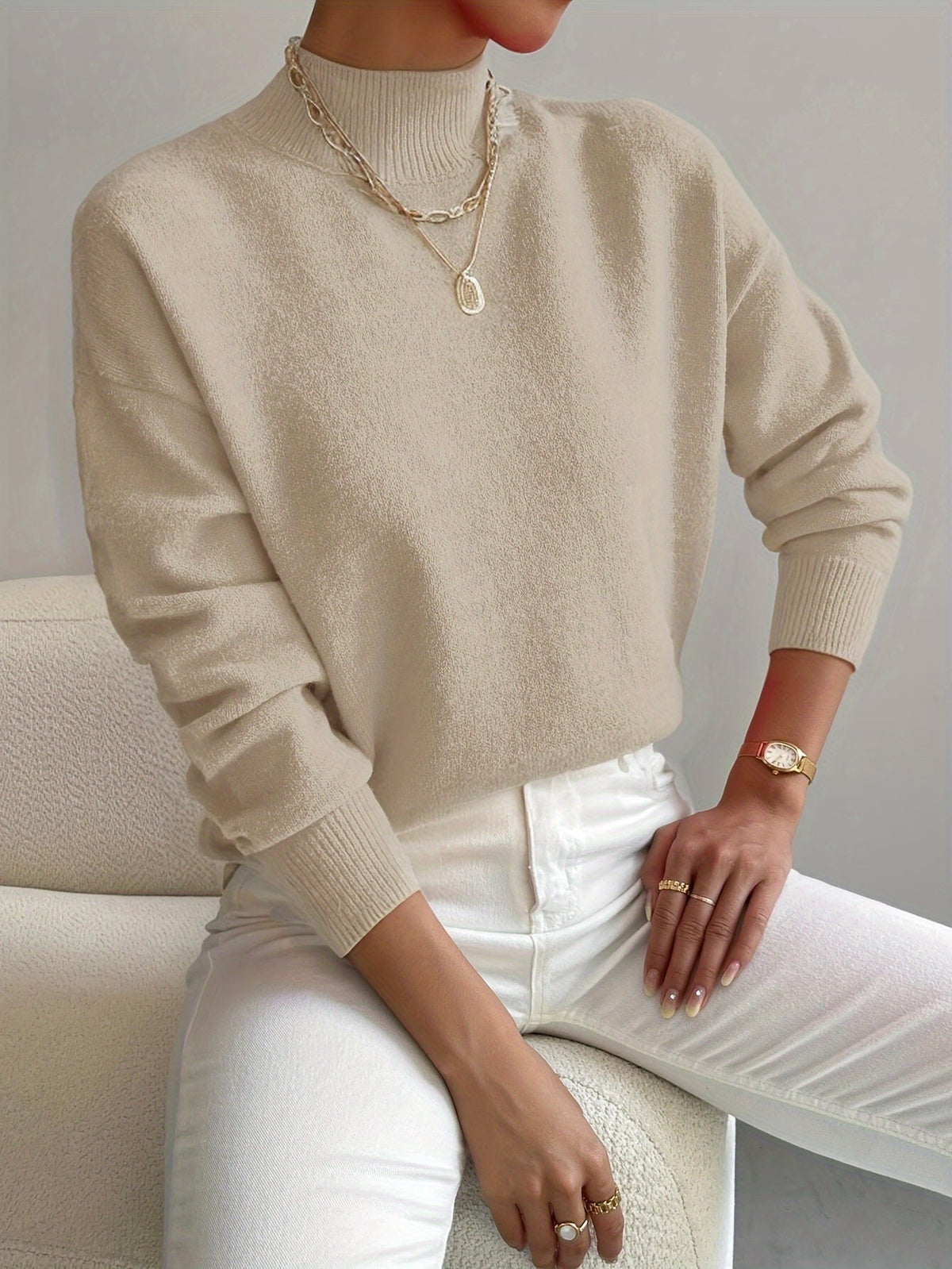 Leticia | Jersey de Punto Suave con Cuello Perkins