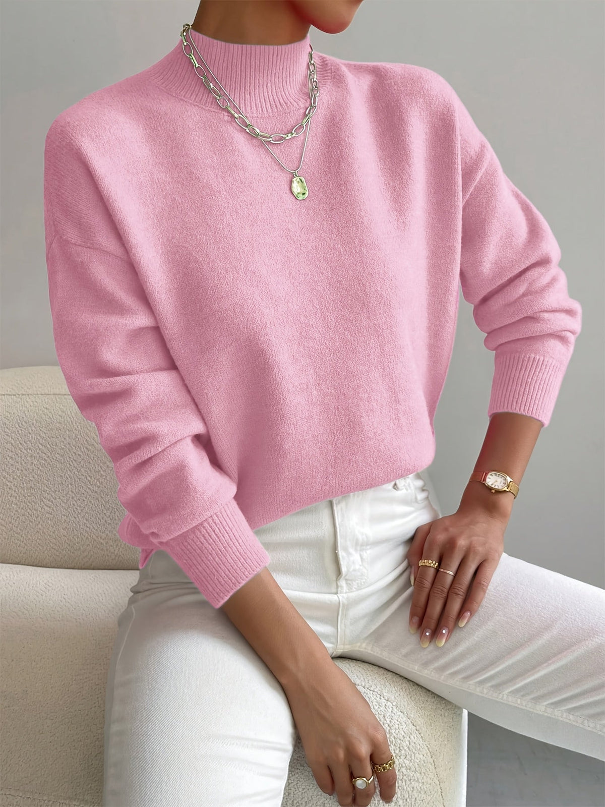 Leticia | Jersey de Punto Suave con Cuello Perkins
