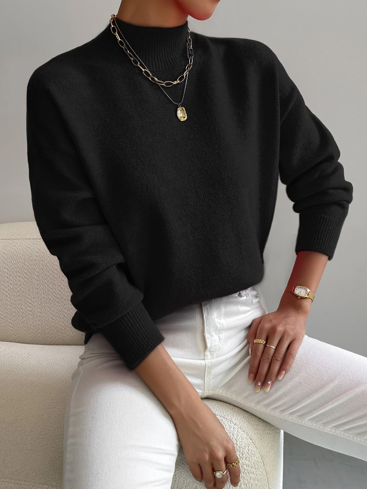 Leticia | Jersey de Punto Suave con Cuello Perkins