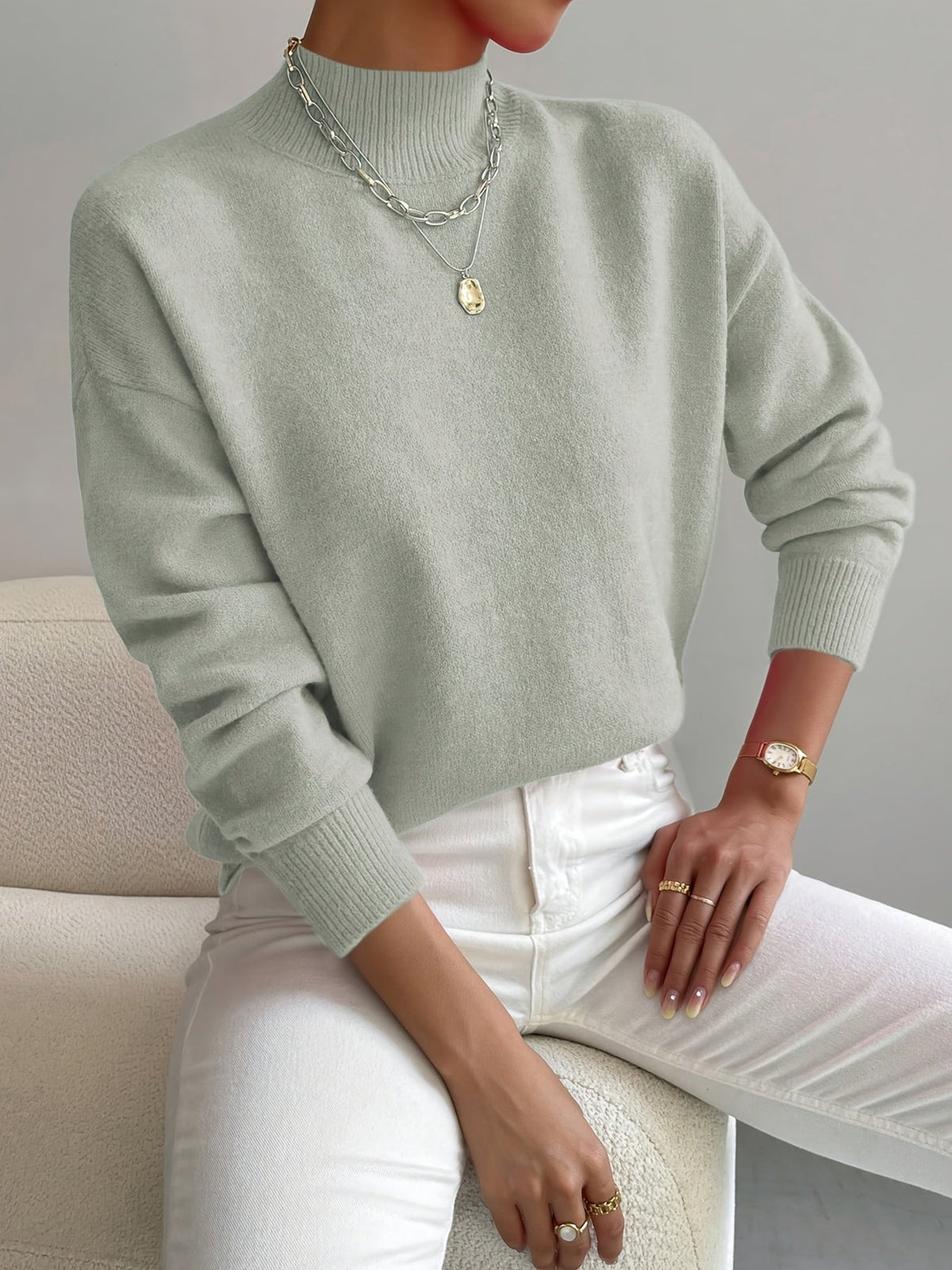 Leticia | Jersey de Punto Suave con Cuello Perkins