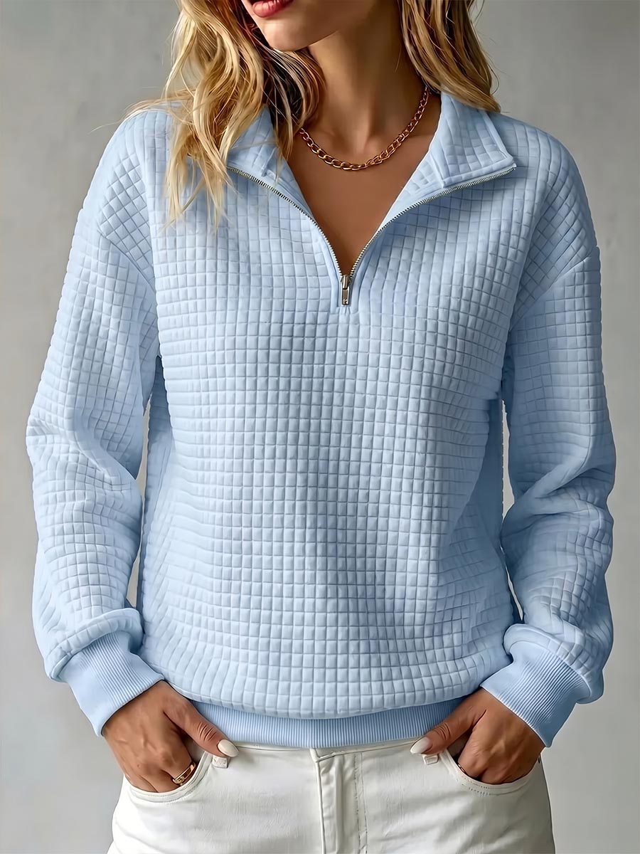 Begoña | Jersey de Punto Gofre con Cuello Alto y Cremallera