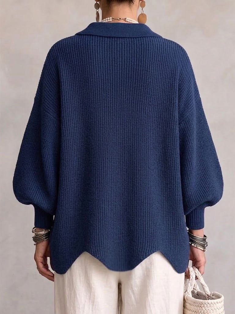 Isadora | Cárdigan Oversize con Cuello y Botones Dorados