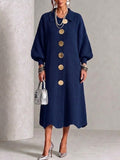 Victoria | Vestido de Punto Canalé con Botones Dorados
