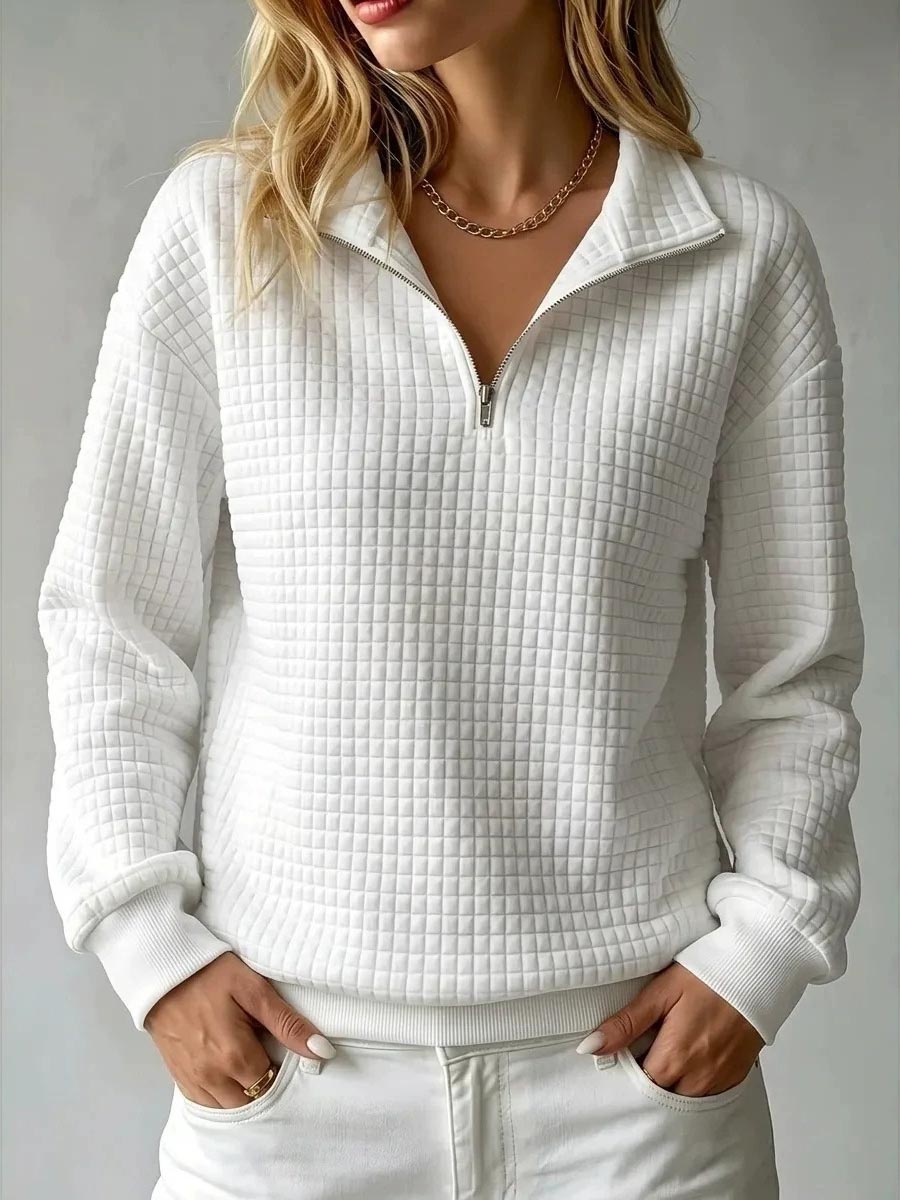 Begoña | Jersey de Punto Gofre con Cuello Alto y Cremallera