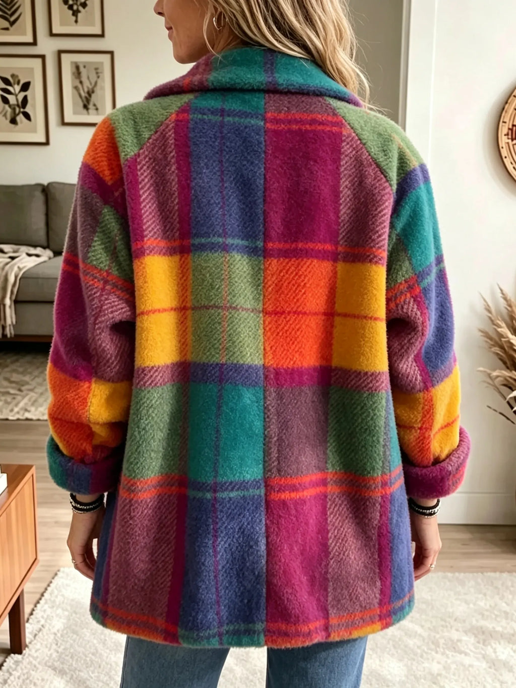 Jacinta | Chaqueta de Cuadros Multicolor con Solapas