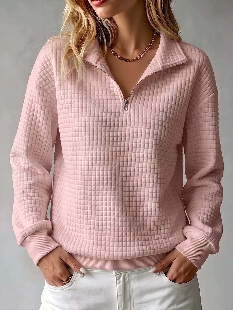 Begoña | Jersey de Punto Gofre con Cuello Alto y Cremallera