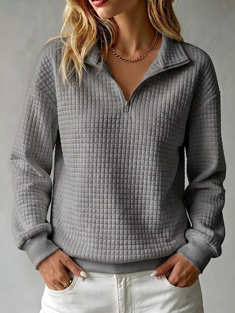 Begoña | Jersey de Punto Gofre con Cuello Alto y Cremallera