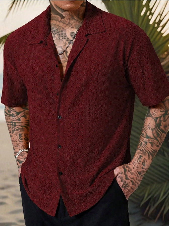 Pablo | Camisa Estampada de Manga Corta Hombre Cuello Clásico