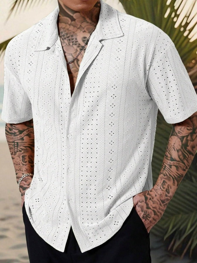 Pablo | Camisa Estampada de Manga Corta Hombre Cuello Clásico