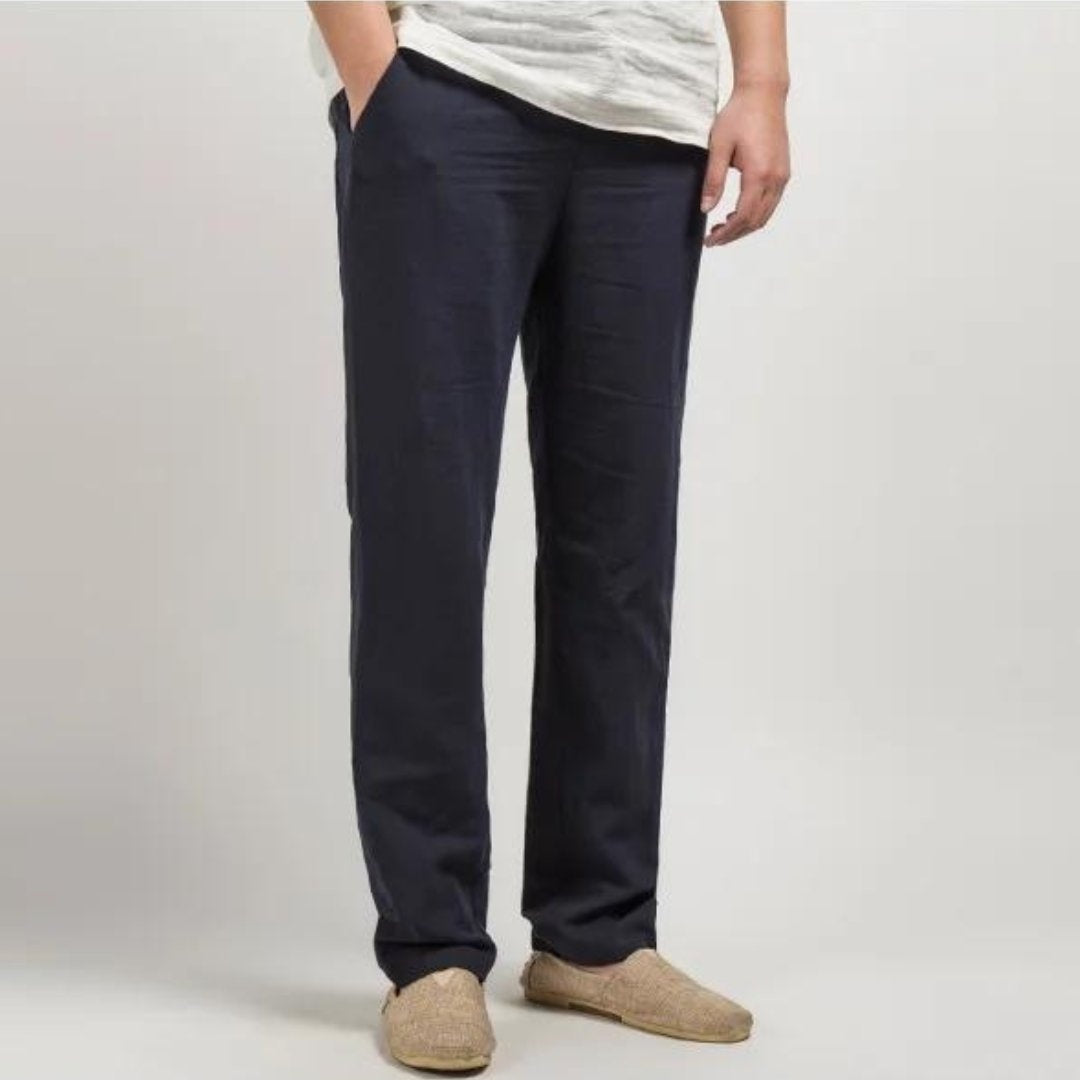 Nicolás | Pantalón de Lino de Pierna Recta Hombre Cintura Elástica