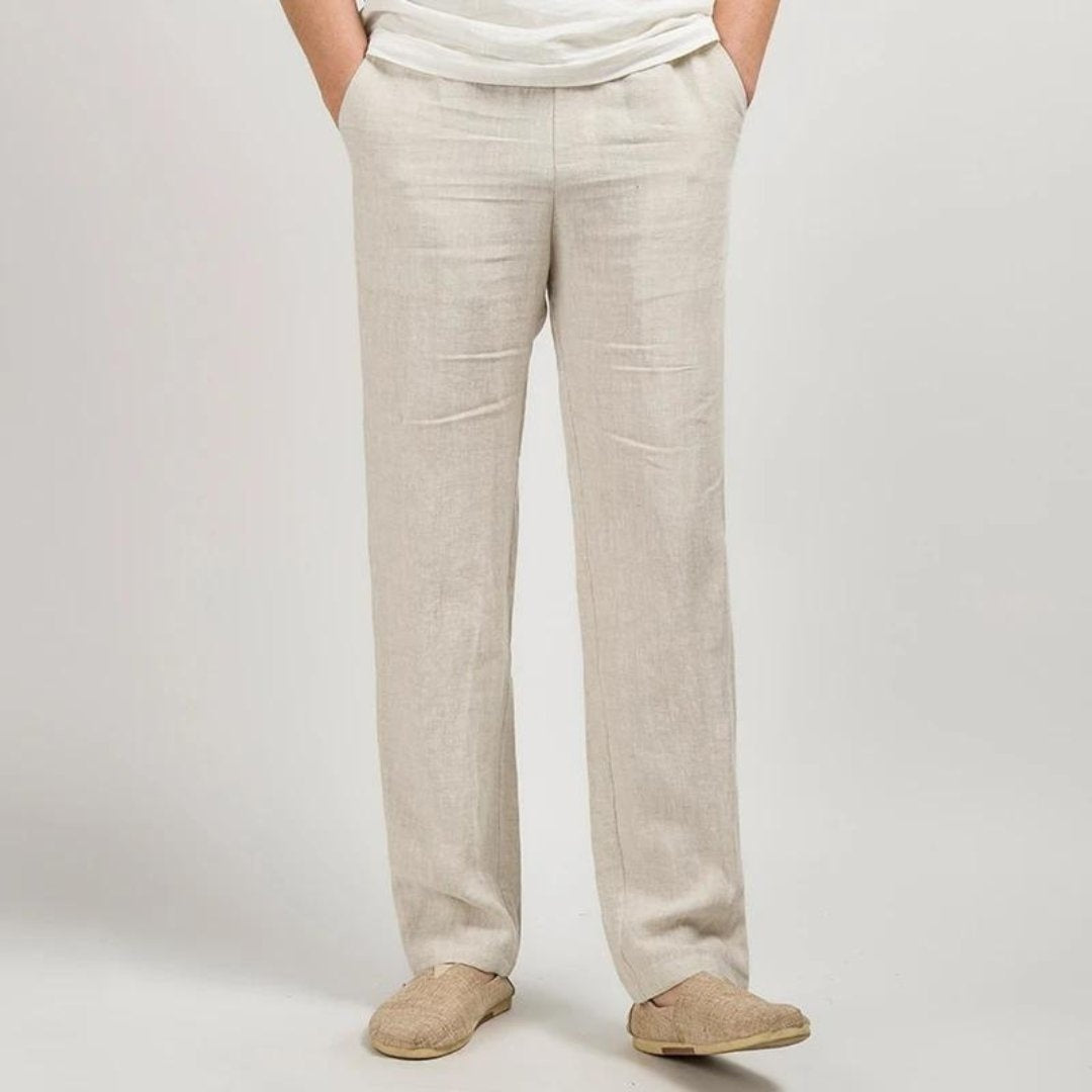 Nicolás | Pantalón de Lino de Pierna Recta Hombre Cintura Elástica