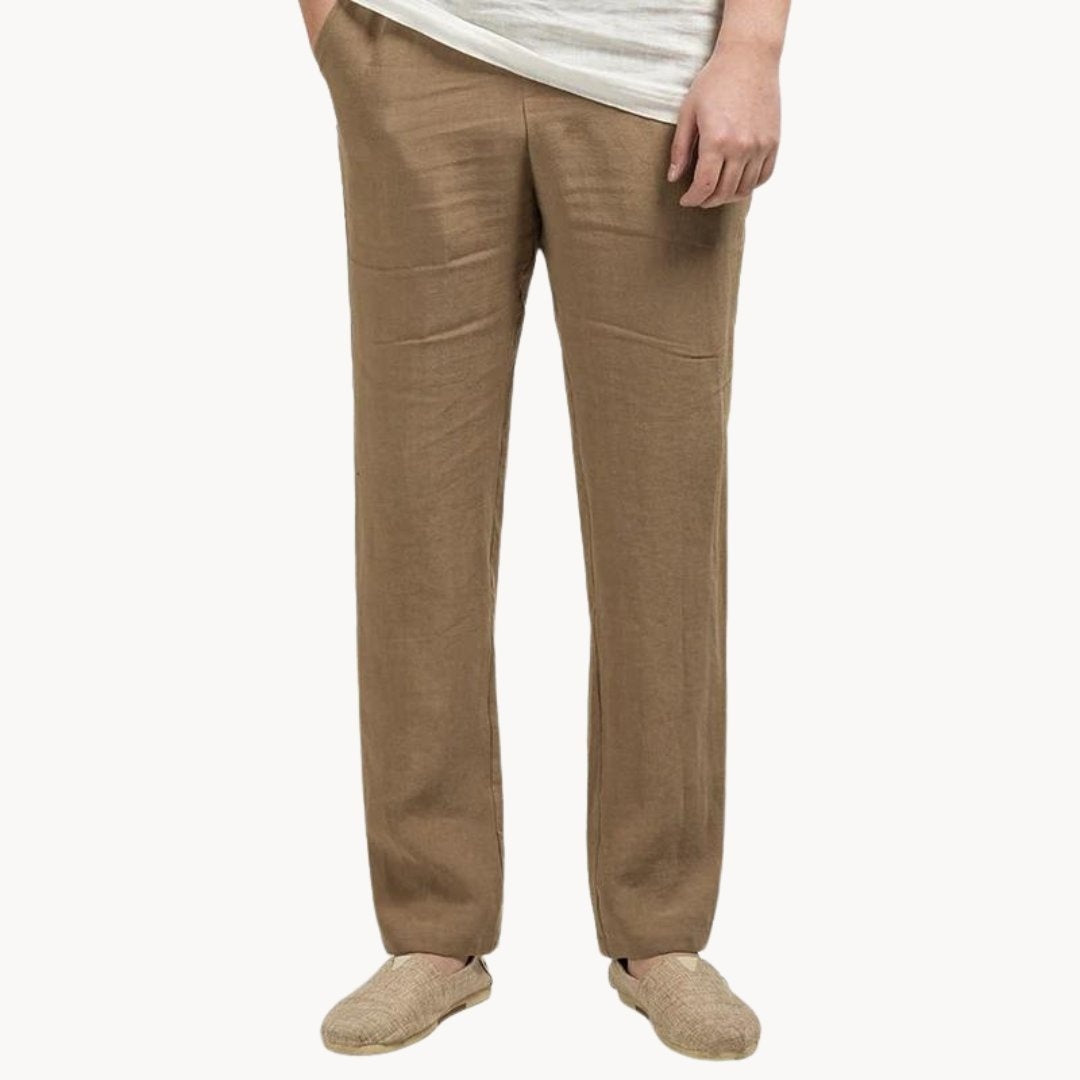 Nicolás | Pantalón de Lino de Pierna Recta Hombre Cintura Elástica