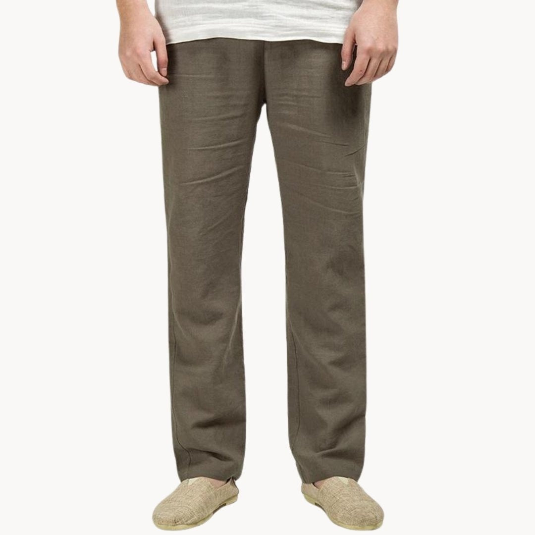 Nicolás | Pantalón de Lino de Pierna Recta Hombre Cintura Elástica