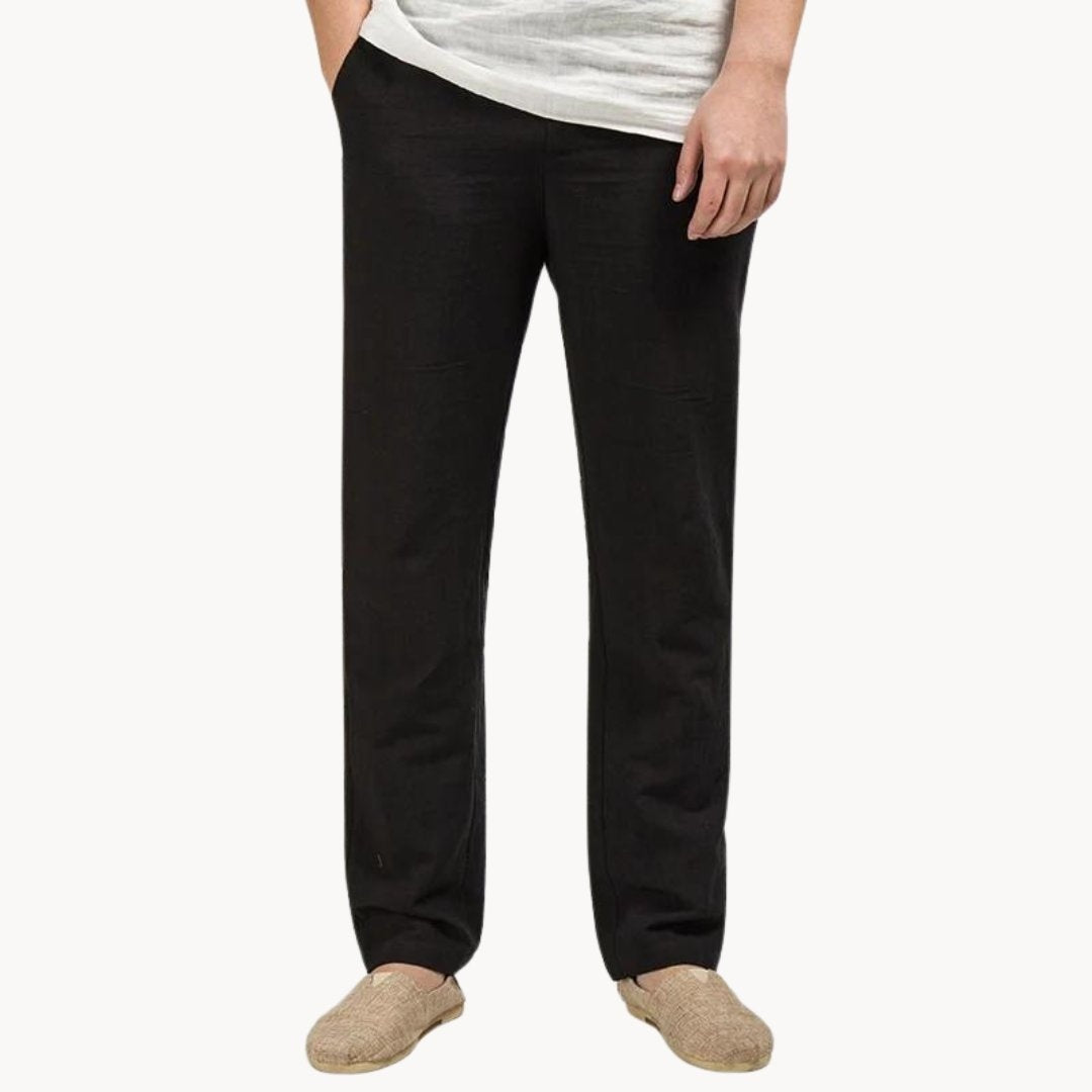 Nicolás | Pantalón de Lino de Pierna Recta Hombre Cintura Elástica