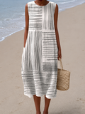 Amara | Vestido Midi Estampado en Blanco y Negro