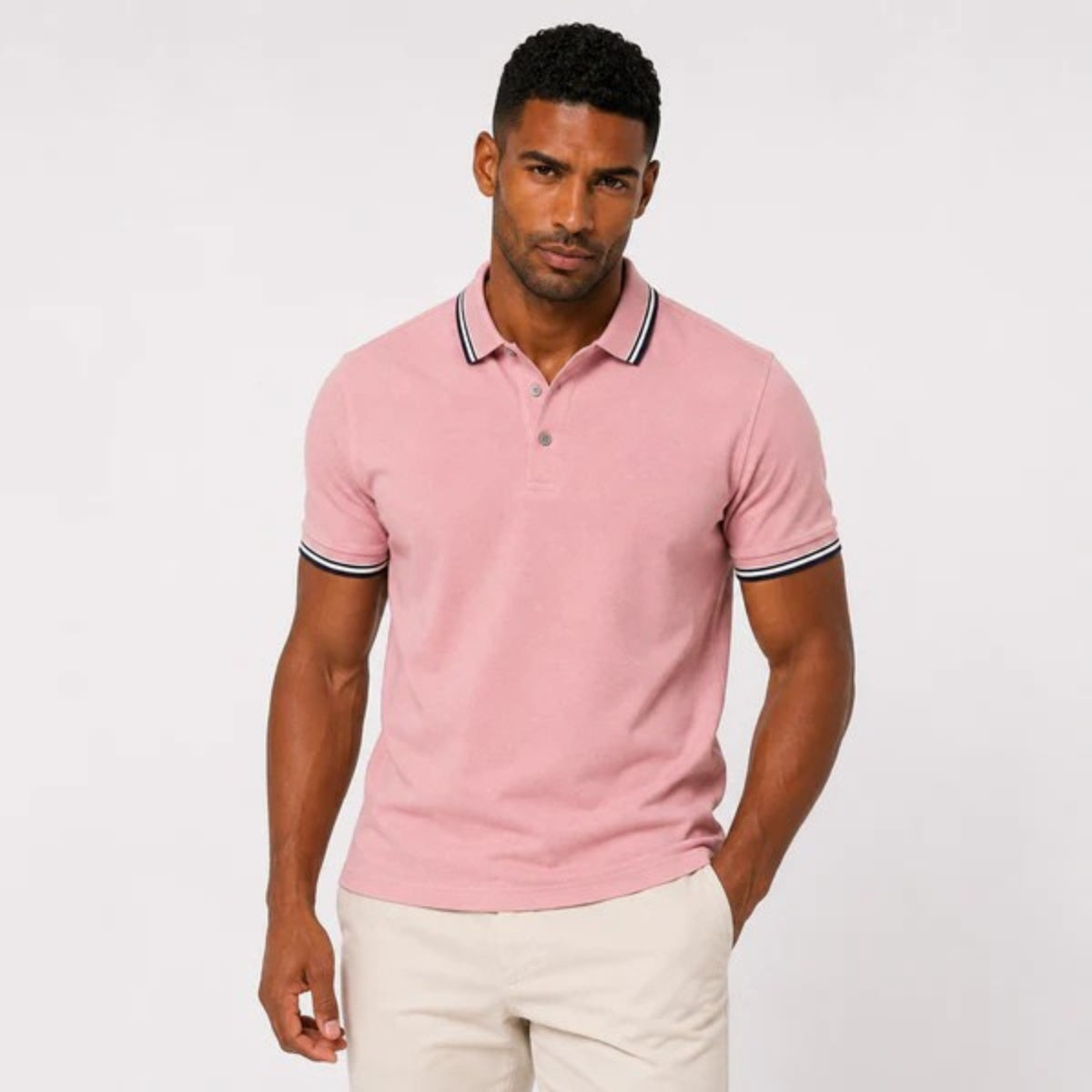 Sergio | Polo de Algodón de Manga Corta Hombre Cuello Contraste