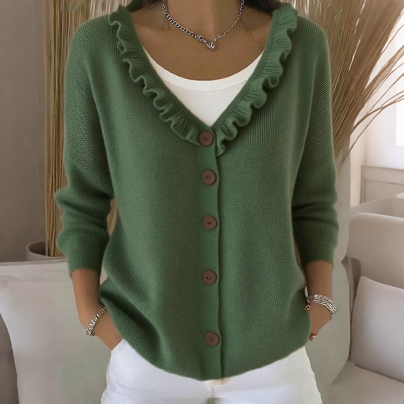 Olalla | Cárdigan de Punto con Cuello de Volantes