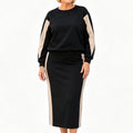 Mariana | Conjunto de Jersey y Falda Midi de Punto con Contraste