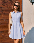 Minivestido Azul de Rayas con Botones