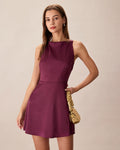 Minivestido Sin Mangas Morado con Escote Barco