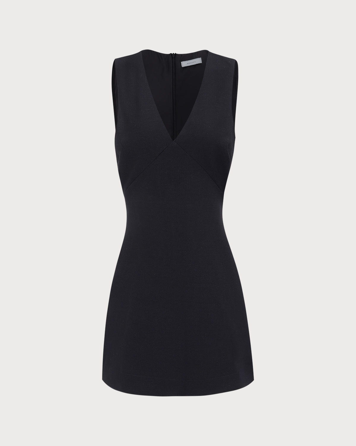 Minivestido Negro Sin Mangas con Escote en V
